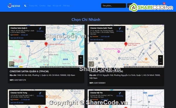 Code web,Web đặt vé xem phim,đặt vé xem phim